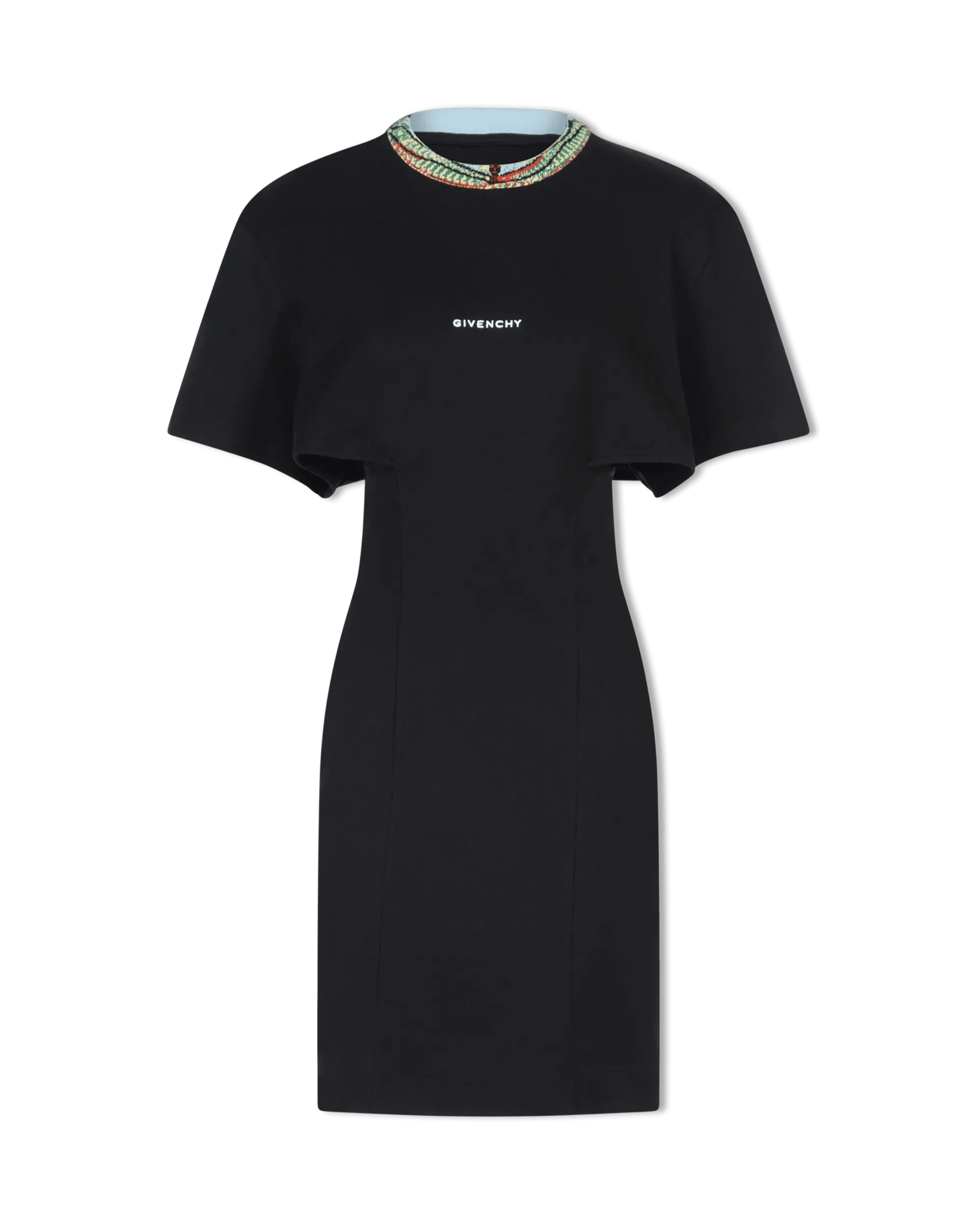 Season Offer Embroidered Collar T-Shirt Dress Bold Silhouette