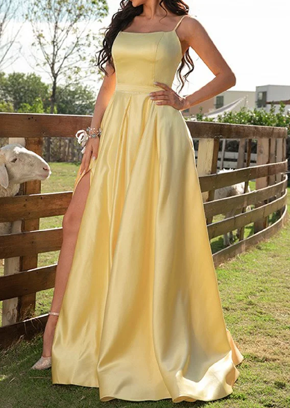 Hot Sale Women Satin Prom Dress Long A-Line Evening Gowns Fashion Formal Party Dress YPD835 Romantic Date - Night Ensemble