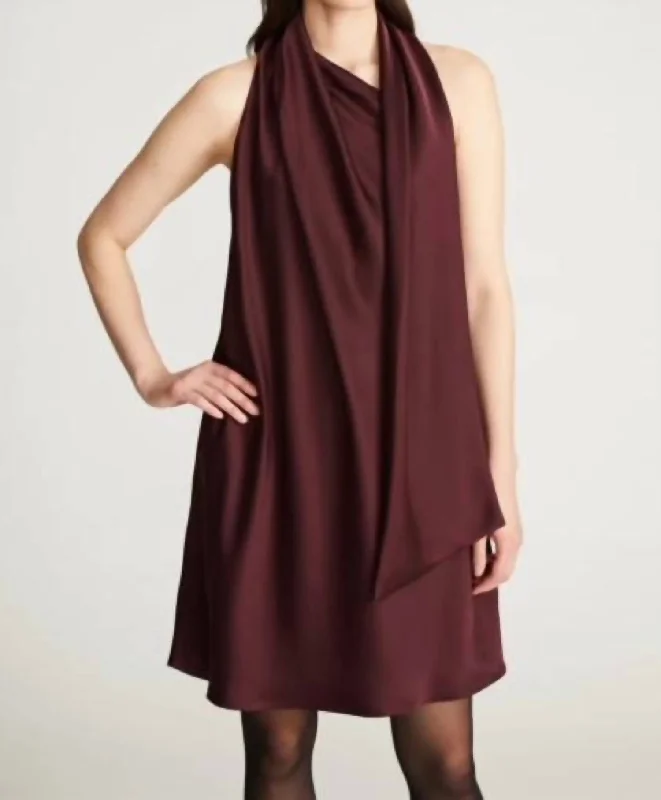 Fall Sale, Prices Drop Grayson Dress In Satin In Umber Cottagecore Rustic Charm Style