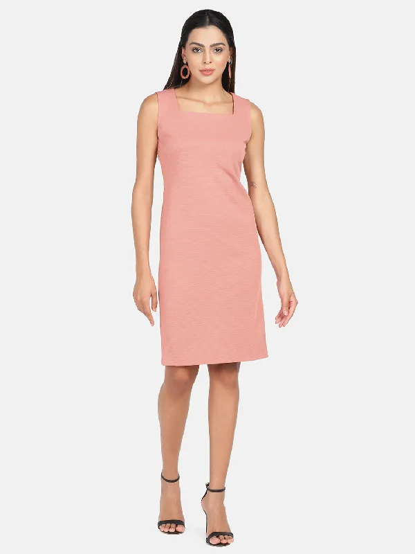 Urban Fashion Stretch Sleeveless Sheath Dress - Peach Fashion-Forward Style