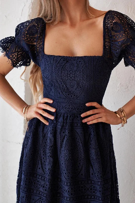 Limited Time Deal Remie Dress - Navy Luxury Style