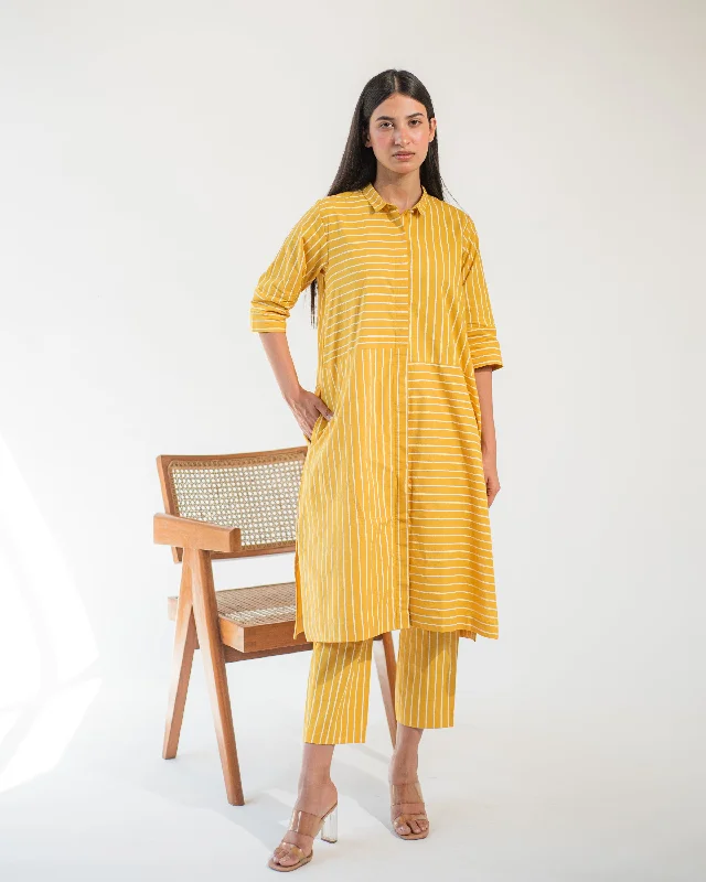 Best-Sellers Yellow Stripe Shirt Dress and Pant Set (Set of 2) Graceful Drape