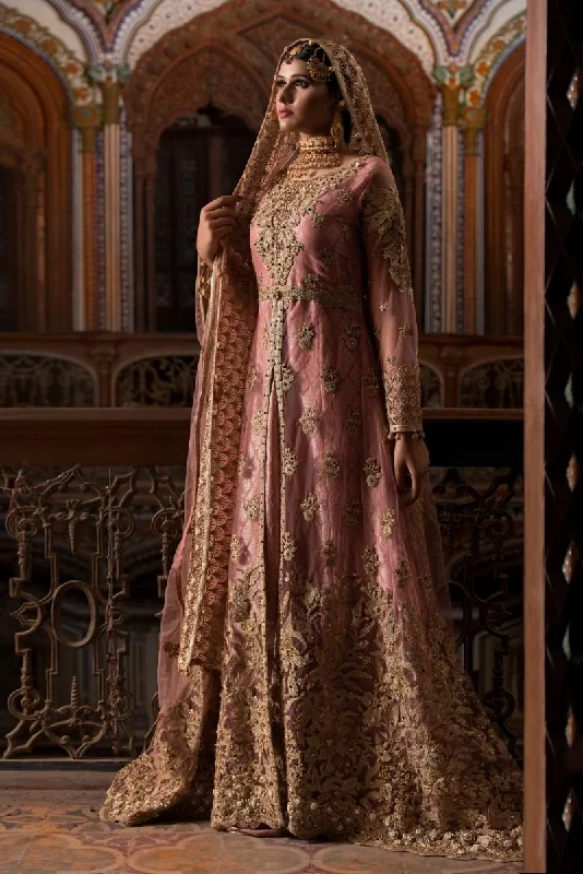 Comfort Meets Fashion Beautiful Pakistani designer bridal dress in tea pink color # B3303 Grab Romantic Date - Night Styles Now