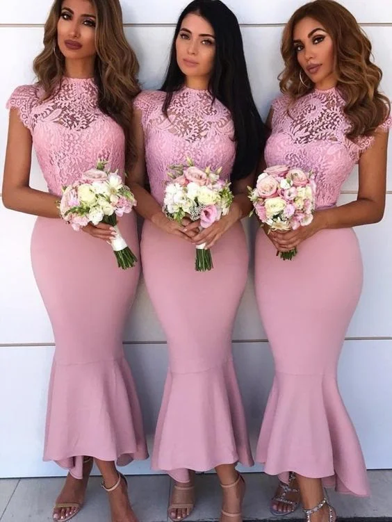 Huge Discounts This Week elegant bodycon mermaid mini pink bridesmaid prom dresses    cg13731 Feminine Grace