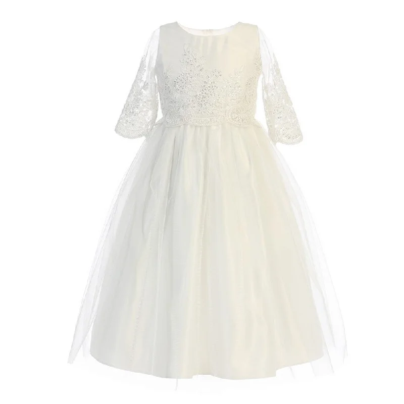 Quick Grab Deals Big Girls Off-White Sequin Cord Detail Junior Bridesmaid Dress 7-12 Luxury Comfort