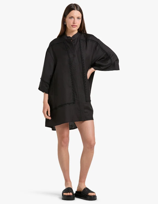 Fashion Sale Fortuna Shirt Dress - Black Timeless Elegant