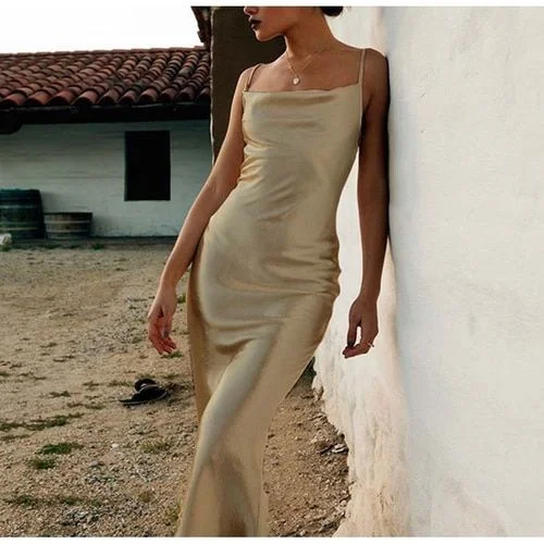 Explore What'S New Club Party Gold Dress Women Dress Long Spaghetti Strap Backless Sexy Long Dresses Bodycon Dress  Prom Dress   cg14887 Luxe Layering