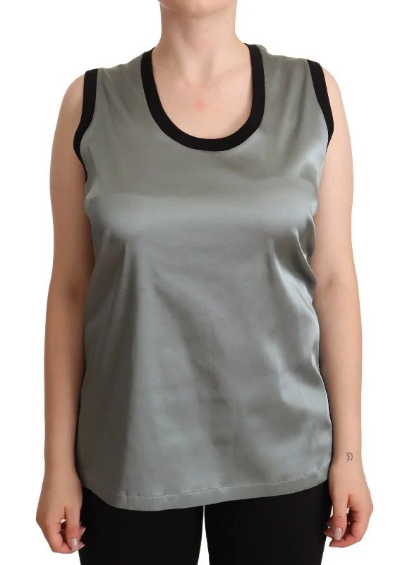 Hot Brand Discounts Dolce & Gabbana Elegant Silver Sleeveless Blouse Feminine Allure