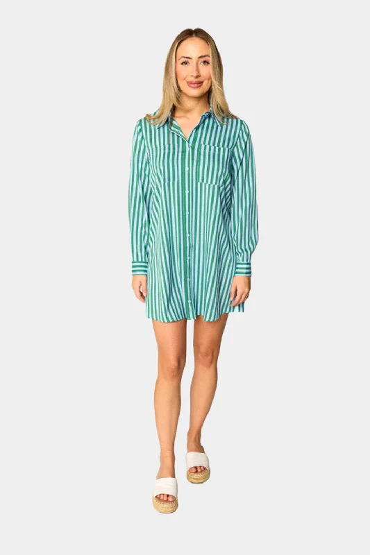 Chic Trend Collection Beau Mini Shirt Dress - Cucumber Water Graceful Cut