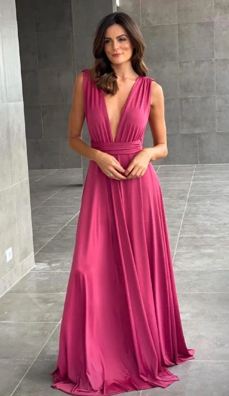 Playful Fashion Offers Sexy A-Line Deep V Neck Evening Dress,Bridesmaid Dress Y5001 Coastal Beach - Inspired Style