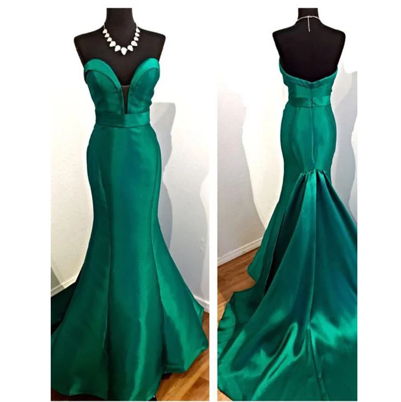 Daily Deals High Quality Hunter Green Mermaid Prom Dresses 2020 Long Formal Party Dresses Sweetheart Satin Women Evening Gown LP8802 Romantic Flair