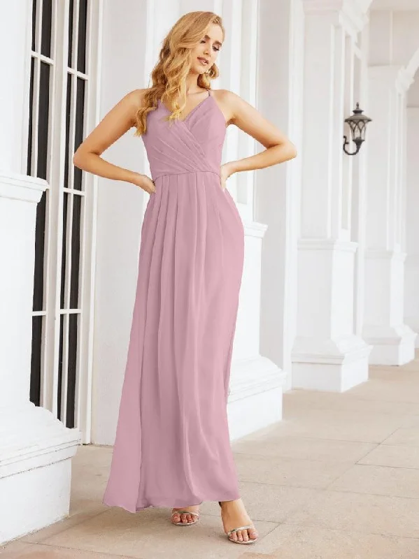 Casual Yet Chic Sales Numbersea Spaghetti Strap Bridesmaid Dresses V-Neck Long A-Line Formal Prom Gowns 28063 Tropical Island - Inspired Attire