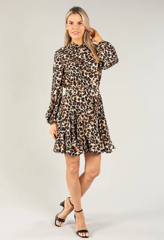 Fashion Forward Leopard Print Shirt Dress Casual Weekend Relaxed Style