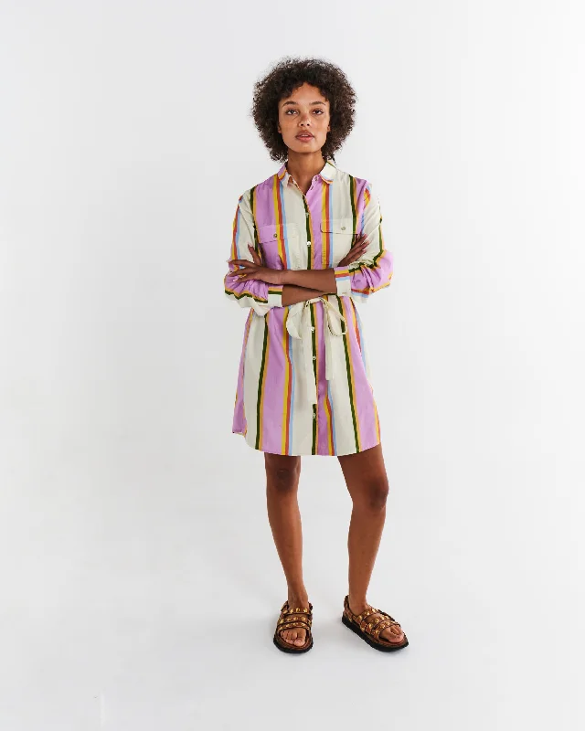 Latest Trends Fez Stripe Adult Sicilian Shirt Dress Minimalist Office - Ready Style