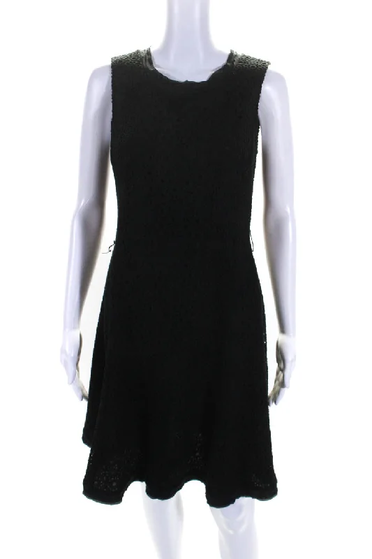 Sleek Style Discounts Armani Collezioni Womens Black Eyelet Crew Neck Sleeveless Shift Dress Artful Design