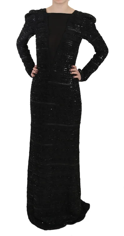 Relaxed Style John Richmond  Silk Full Length Sequined Gown Women's Dress Weekend Special