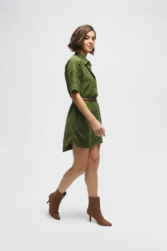 Budget-Friendly Fashion PATCH POCKET SHIRT DRESS Feminine Grace