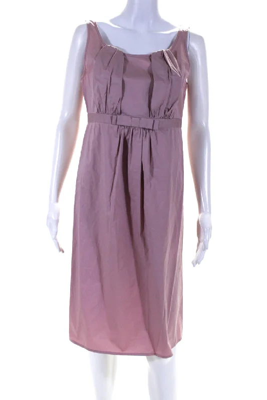 Flash Sale Starts Moschino Cheap & Chic Womens Scoop Neck Pleated Sleeveless Dress Pink Effortless Comfort