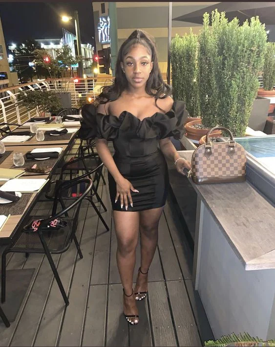 Flash Sale, Don'T Miss Off Shoulder Short Sleeve Frill Mini Bodycon Dress Hot Sale Black Homecoming Dress Y400 Boho Chic