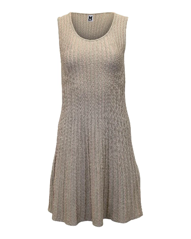 Style Without Limits M Missoni Textured Metallic Sleeveless Dress in Gold Polyamide Effortless Sophistication