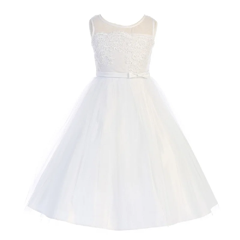 The Good Stuff Big Girls White Scalloped Lace Tulle Junior Bridesmaid Dress 8-16 Statement Piece