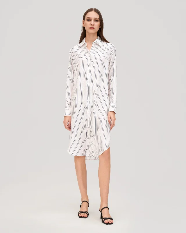 Casual Chic Deals Pinstriped Freesia Shirt Dress for Women Vintage Look