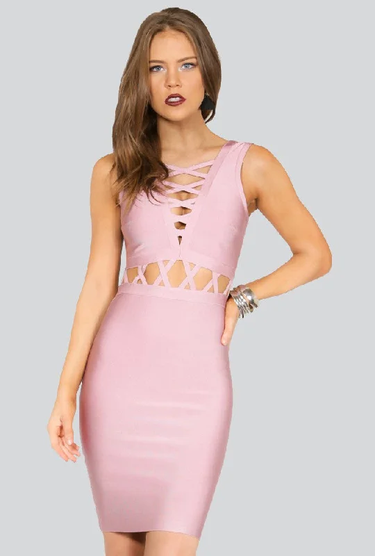 Flash Sale Now Naughty Grl Elegant & Strappy Bodycon Dress - Blush Nordic Minimalist Home Look