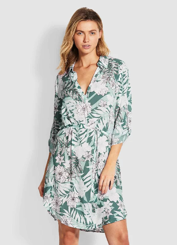 Cool Prices Copacabana Shirt Dress - Vine Lightweight Fabric