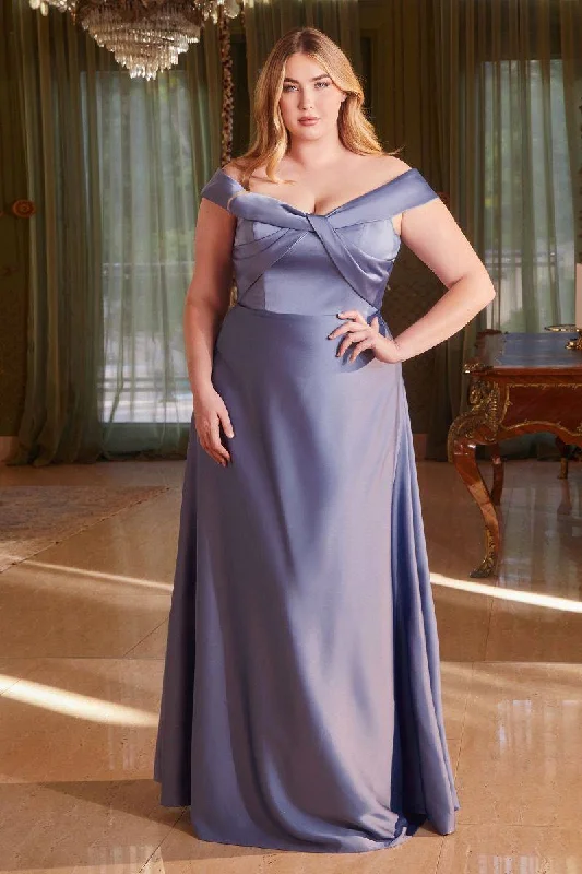 Fast Fashion Favorites Satin Off Shoulder A-Line Plus Size Long Evening & Bridesmaid Dress CDCD325C Timeless Elegant