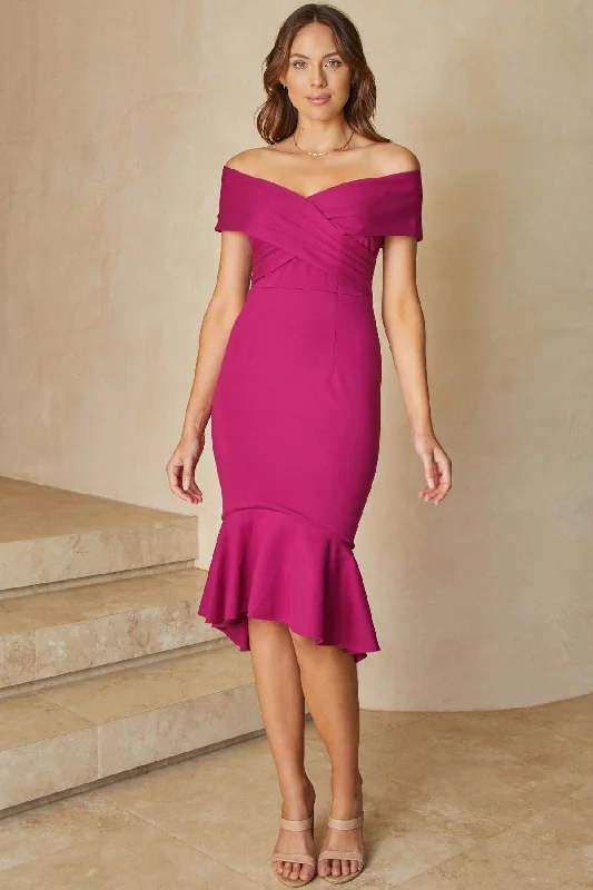 Glamorous Fashion Offers Brienne Dress - Fuchsia Parisian Effortless Chic Style