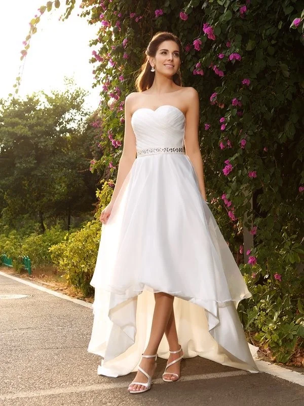 Catch Every Fashion Trend Simple Cheap Organza A-line High Low Wedding Dresses Online, WD362 Romantic Date - Night Ensemble