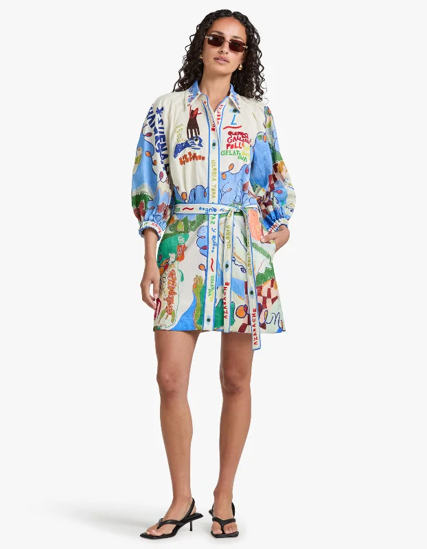 Fresh Styles, Fresh Deals Nadia Mini Shirt Dress - Multi Feminine Elegant