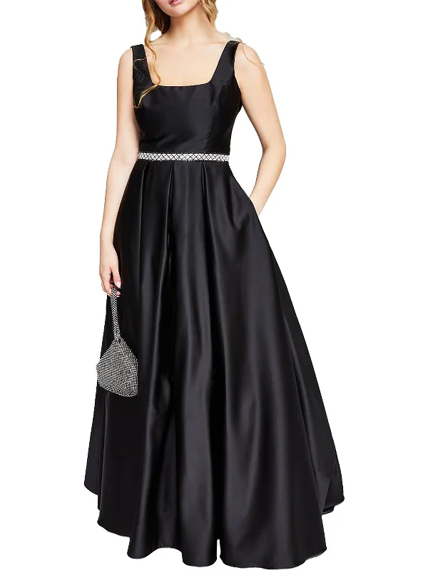 Budget-Friendly Fashion Juniors Womens Satin Maxi Evening Dress Subtle Sophistication