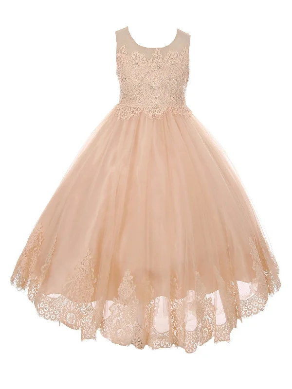 Fresh Fashion Discounts Big Girls Vintage Rose Lace Applique Junior Bridesmaid Dress 8-16 Floral Style