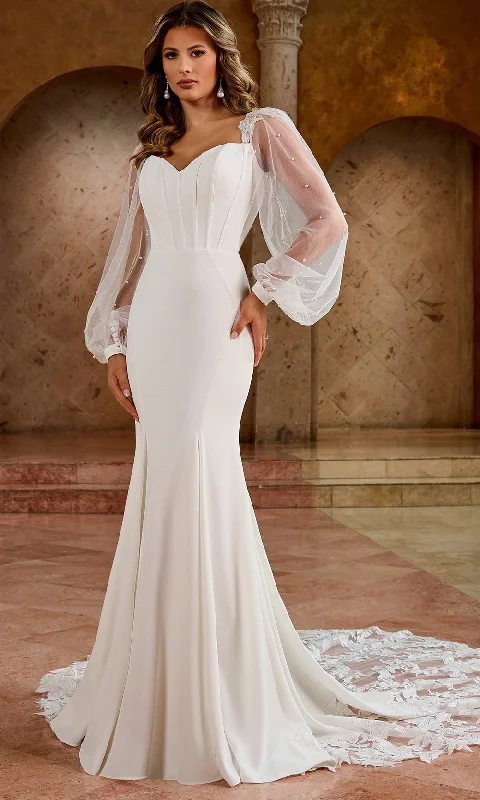 Casual Chic Rachel Allan RB5061 - Sweetheart Sheer Train Bridal Gown Minimalist Chic