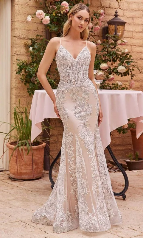 Relaxed Style Ladivine J859W - Embroidered Bridal Gown Luxe Layering