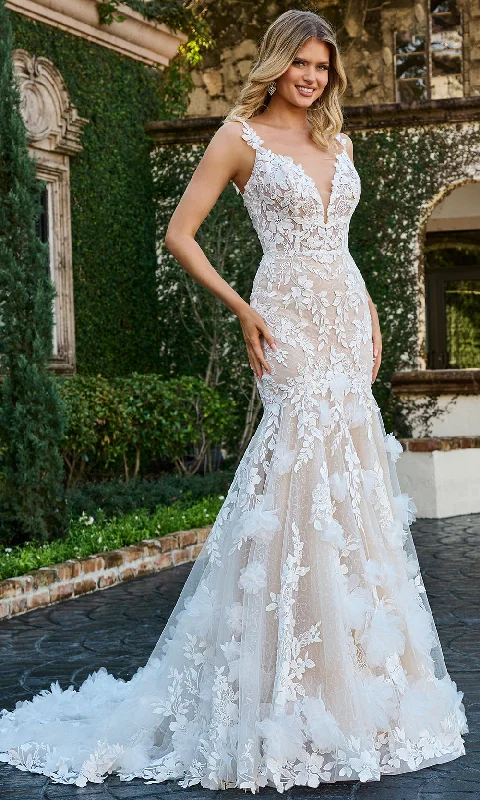 Cozy Comfort Style Sale Rachel Allan RB5063 - Sleeveless Embroidered Bridal Gown Timeless Elegant