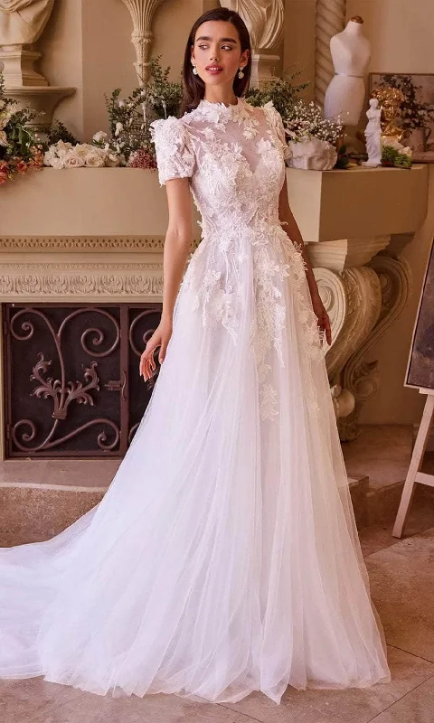 Casual Yet Chic Sales Andrea and Leo WL040 - Short Sleeve Applique Bridal Gown Bohemian Vibe